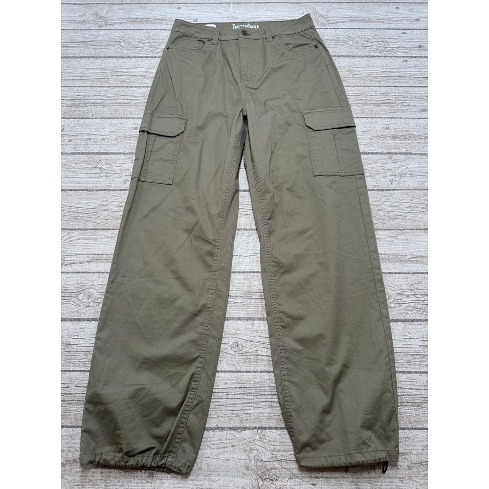 Jeaniologie Cargo Pants Women's 8 Olive Green High Rise Wide Leg Utility Outdoor